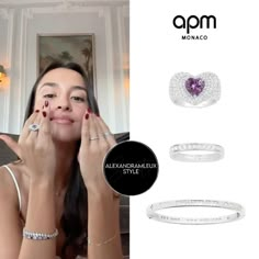 @APM_Monaco Chunky Purple Heart Ring (176€) @APM_Monaco Monaco Delicate Ring with Pavé (80€) @APM_Monaco Toi Moi Morse Code Bangle (220€) @meshkiboutique VESTA Lace Satin Dress - Ivory (€75) Apm Monaco Rings, Wag Fashion, Purple Heart Ring, Lace Satin Dress, Jewellery Luxury, Apm Monaco, Baby Room Inspiration