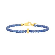 Smooth Blues Bracelet-Karen Lazar Design-6-7.25 inches-Karen Lazar Design Hand-strung 14k Gold Bracelet, Handmade 14k Gold Bracelet, Elegant Adjustable Blue Gold Bracelet, Elegant Blue Adjustable Gold Bracelet, Blue Faceted Rondelle Bracelets, 14k Gold Yellow Rondelle Beaded Bracelets, Classic Rondelle Gemstone Beads Jewelry, Classic Gold Tanzanite Jewelry, Adjustable Yellow Gold Gemstone Bracelet