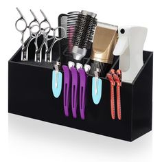 PRICES MAY VARY. Acrylic Barber Station Organizer: The salon organizers and storage is expertly crafted from high-quality Acrylic material, ensuring long-lasting durability. Designed with 5 compartments, the left side compartment have rubber type bristles inside,which is removable for easy cleaning, keep your scissors safe, secure and organized. Keep the barber scissors/shears/clips/combs/brushes/grooming scissors neat in the box. Good choice for barber, hair stylist, pet groomer, hairdresser an Hairbrush Storage, Hair Salon Storage Ideas, Salon Station Decor, Salon Storage Ideas, Dressing Table Organizer, Barber Station, Hair Station, Dressing Table Organisation, Hair Stations