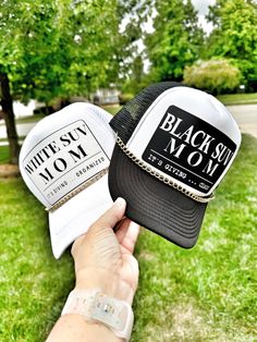 Are you the BLACK SUV MOM or the WHITE SUV MOM? Chaos or completely organized?! You be the judge and snag whichever describes you both. This makes a perfect best friend gift if you are opposites. Great for the those funny hat exchanges too! WHAT YOU WILL RECEIVE: 1 hat with design of choice  You can choose to add-on a gold brim chain as well. You can find that listing HERE: https://thememphismarketco.etsy.com/listing/1549277891 Funny Trucker Gifts, Mom Hats Vinyl, Funny Trucker Hats For Women, Hat Patch Ideas, Hat With Patches, White Suv, Black Suv, Best Friend Funny, Funny Trucker Hat