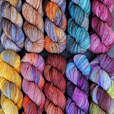 several skeins of yarn in different colors