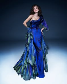 MNM Couture 2783 Blue Peacock Aesthetic, Long Dresses For Women, Mnm Couture, Beautiful Long Dresses, Couture Design, Ball Gowns Evening, Couture Designers, Gala Dresses, Gorgeous Gowns