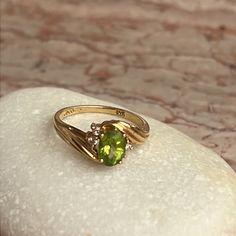 Beautiful 14k Solid Yellow Gold Peridot Ring Amazing Large Sparkly Peridot In Solid 14k Setting Marked Absolutely Gorgeous. With Small Diamonds So Special. Size 6 2.9g Selling Out Soon. Check Out The Smaller Peridot Ring Pet Smoke Free Shop Green Birthstone Ring With Gemstone Accents For Formal Occasions, Green Birthstone Ring With Gemstone Accents For Anniversary, Anniversary Peridot Birthstone Ring With Gemstone, Anniversary Diamond Ring With Peridot Birthstone, Formal Peridot Birthstone Ring For May, Yellow Gold May Birthstone Ring With Gemstone Accents, Yellow Gold Rings With Gemstone Accents For May Birthstone, Green 14k Gold Birthstone Ring With Accent Stones, Green Peridot Birthstone Ring For Formal Events