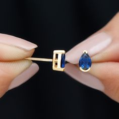 Gem Stud Earrings, Emerald Jewellery, Blue Sapphire Earrings, Half Bezel Setting, Earrings Sapphire, Half Bezel, Sapphire Rings, Sapphire Studs, Sapphire Solitaire