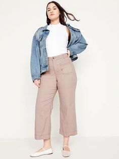 High-Waisted Cropped Wide-Leg Pants for Women | Old Navy Wide Cropped Pants Outfit, Cropped Pants Outfit, Wide Cropped Pants, Fresh Crop, Cropped Chinos, Cropped Wide Leg Pants, Back Patch, Pants Outfit, Cropped Pants