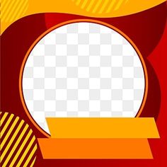 a red and yellow background with an empty circle in the center, on top of it is