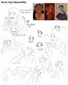 various stages of drawing an avatar from disney's the princess and the frog prince