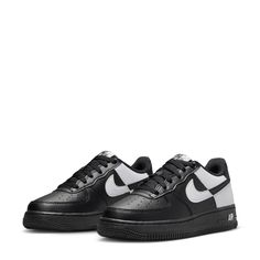 The Nike Air Force 1 NN Youth Sneakers are most certainly a showstopper. They feature a unique design that will turn heads. And with their superior comfort, your child will be winning no matter how you look at it.Perforations on toe box for breathability. Hidden Air cushioning for comfort and support. Rubber outsole for durability and traction. Padded tongue and collar. Materials: real and synthetic Leather. Lace-up. Nike Air Force 1 Modern Streetwear, Nike Streetwear Basketball Shoes, Nike Black Athleisure Basketball Shoes, Urban Black Sneakers For Training, Urban Black Training Sneakers, Nike Air Force 1 Fade-resistant For Sports, Black Low-top Nike Air Force 1 For Light Sports, Functional Black Basketball Shoes For Streetwear, Black Sporty Sneakers For Streetwear