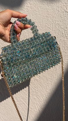 Crystal Bag 'Kylie' ✨ Normal size with golden chain  Fits: Any phone 📱  Keys 🗝️ Cards & money 💰  Lipstick 💄  Worldwide delivery  From Greece  Can be created in any color & with golden/ silver / nickel (colors) chain Send me a message for any details Bag Transparent, Crystal Bags, Wedding Clutch, Golden Chain, Blue Bags, Clutch Handbag, Evening Clutch Bag, Wedding Shop, Shinee