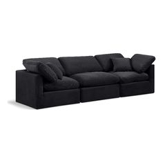 Meridian Furniture - Sofas - 147BlackS105 - Experience ultimate comfort and style with our black velvet Indulge Sofa. The luxurious velvet will elevate the aesthetic of any room. This sofa provides ample space for you to relax while its modular build offers the option of unlimited configurations. Whether you're looking to add a stylish element to your living room or a comfortable seating option to your bedroom, this sofa is the perfect choice.Material: Velvet; Finish: Black; Thick Foam Around Frame For Additional Comfort; Modular to Make Unlimited Configurations; Easily Connect Using Durable Metal Latch Underneath; Contemporary Design; Soft Black Durable Velvet; Overstuffed Down Feather Cushions Built For The Highest Level Of Comfort. Specifications:Product Dimensions: 32""H x 105""W x 35" Velvet Modular Sofa, Curio Cabinet Decor, Bean Bag Living Room, Changing Table Pad, Office Storage Cabinets, Perfect Sofa, Kids Vanity, Living Room Bench, Furniture Sofas