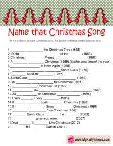 a christmas song is shown in the form of a sheet with red bows on it