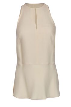 Current Boutique-Ralph Lauren - Cream Silk Sleeveless Blouse w/ Front Keyhole Sz 4 Chic Solid Sleeveless Blouse, Chic Solid Sleeveless Blouse Camisole, Chic Solid Sleeveless Camisole, Chic Cami Tops For Workwear, Chic Cami Tops For Work, Elegant Summer Tank Top, Chic Cami Tank Top For Work, Elegant Solid Color Cami Top, Classic Sleeveless Camisole For Spring