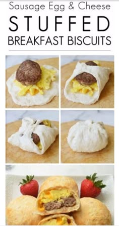 sausage egg and cheese stuffed breakfast biscuits