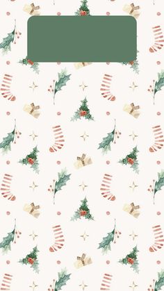 a white background with green and red christmas decorations on the bottom right corner is an illustration of holly branches, stockings, bells, and snowflakes