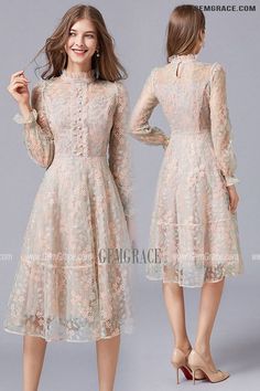 10% off now|Free shipping world-wide. L-5XL Lovely Embroidered Knee Length Tulle Party Dress with Long Sleeves at GemGrace. Click to learn our pro custom-made service for wedding dress, formal dress. View #WeddingGuestDresses for more ideas. Spring Wedding Long Sleeve Dress, Long Sleeve Lace Sleeve Midi Dress For Wedding, Long Sleeve Midi Dress With Lace Sleeves For Wedding, Elegant Long Sleeve Embroidered Lace Dress, Elegant Embroidered Long Sleeve Lace Dress, Winter Wedding Knee-length Midi Dress, Long Sleeve Winter Wedding Midi Dress, Winter Wedding Long Sleeve Midi Dress, Feminine Long Sleeve Lace Dress For Spring