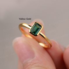 This is a gorgeous handmade creation. Its beauty is its simplicity & Elegance.  The 4*6mm emerald cut lab emerald is crafted in vermeil sterling silver. It is available to customized, if you have any mind, just let me know, we will discuss with it. All item is sent in a beautiful gift box You can realize more lovely stuff clicking the link https://www.etsy.com/shop/knightjewelry?refshopsection_shophome_leftnav Please leave the correct address and you PHONE NUMBER for delivering successfully. One Stone Rings Gold, You And Me Ring, Stackable Emerald Cut Emerald Ring, Dainty Solitaire Emerald Cut Emerald Ring, Minimalist Gold Emerald Stackable Ring, Dainty Emerald Rings With Emerald Cut, Gold Emerald-cut Birthstone Ring, Gold Emerald-cut Birthstone Ring With Gemstone, Gold Emerald Ring With Rectangular Stone