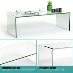 an image of a desk with glass top and green trim on the bottom, along with instructions for how to use it