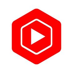 the play button on an app icon is shown in red and white hexagons