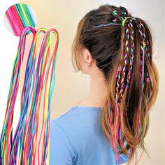 Rope Hairstyles, String Hair Wraps, Hair Threading, Cornrow Ponytail, Yarn Braids, Rainbow Hair Color, Braid Hair, Hair Wraps