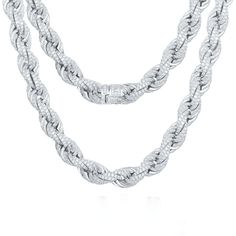 Adorn yourself with this radiant UltraLux™ Moissanite rope chain crafted of sterling silver and finished in 18K Gold. Its 14mm width adds an element of luxurious opulence to any outfit. Silver Rope Chain, Detailed Necklace, Traditional Diamond, White Gold Chains, Rope Chain, Real Diamonds, Jewelry Branding, Lab Diamonds, Luxury Jewelry