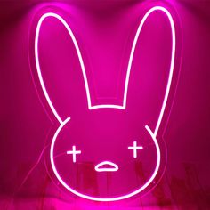 a neon sign with a bunny face on it