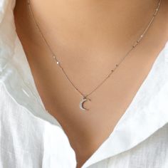 Luna Necklace, Minimal Pendant, Womens Necklaces Silver, Feminine Necklace, Chevron Necklace, Silver Bar Necklace, A Starry Night, Layered Necklaces Silver, Necklaces Silver