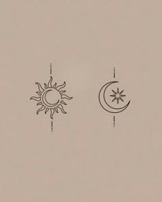 the sun and moon are drawn in black ink