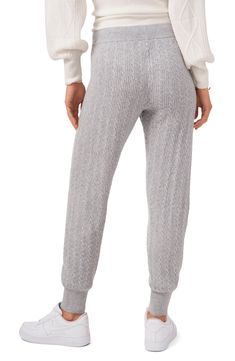 A supersoft cable knit elevates a pair of joggers that are comfy enough for lounging and stylish enough for a coffee date with friends. 27" inseam; 7" leg opening; 10" front rise; 13 1/2" back rise (size X-Large) Elastic/drawstring waist 55% cotton, 26% polyester, 11% nylon, 5% merino wool, 3% spandex Hand wash, dry flat Imported Women's Clothing Coffee Date With Friends, Date With Friends, Knit Joggers, Coffee Date, A Coffee, Drawstring Waist, Cable Knit, Merino Wool, Women's Clothing