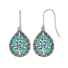 Tori Hill Sterling Silver Simulated Turquoise & Marcasite Tree Dangle Earrings | Kohls Boho Silver Earrings, Marcasite Earrings, Aluminum Jewelry, Whimsical Jewelry, Earrings Ideas, Painted Jewelry, Diy Cricut, Polymer Clay Charms, Earring Ideas