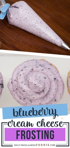 blueberry cream cheese frosting recipe with text overlay