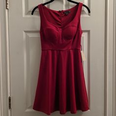 Never Worn, Tags Still Attached. Vibrant Red Tank Dress With Shaped Cups (I'd Recommend For An A Or B), Fitted On The Top And Flared At The Waist. There Are Belt Loops At The Waist But It Is Missing The Belt - Would Look Nice With A Solid Black Waist Belt Or Loops Can Be Cut Off Without Changing The Dress! Red Fit And Flare Mini Dress For Night Out, Red Fit And Flare Mini Dress For Date Night, Forever 21 Red V-neck Mini Dress, Forever 21 Red Mini Dress For Party, Red Mini Dress For Party By Forever 21, Forever 21 Red Party Mini Dress, Red Party Mini Dress From Forever 21, Red V-neck Mini Dress By Forever 21, Forever 21 Fitted Mini Dress Lined