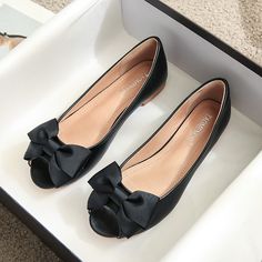 Color: Black, Size: 36 Beige Sandals Heels, Bow Shoes Flats, Black School Shoes, Shoes For School, Cute Shoes Heels, Black Flats Shoes, Slip On Loafers, Leather Moccasins, Bow Flats