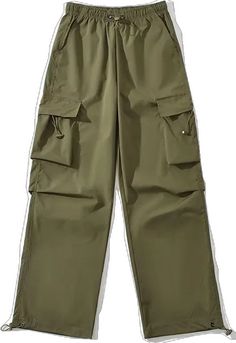 Khaki High-waist Drawstring Pants, Khaki High Waist Drawstring Pants, High Waist Khaki Pants With Drawstring, Khaki Drawstring Long Pants, Green Straight Leg Pants With Drawstring, Khaki High-waist Loose Fit Parachute Pants, High Waist Khaki Parachute Pants, Loosely Fitted High Waist Khaki Parachute Pants, Green Utility Pants With Drawstring