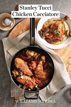 the cover of stanley tucki's chicken cacciatore by william sonoma