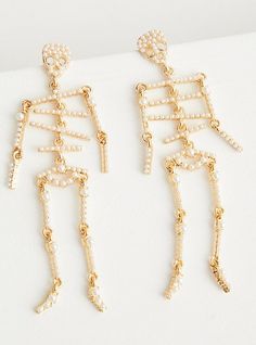 FIT. 3. 4” x 1. 1”. MATERIALS + CARE. Base metal. Imported. DETAILS. Skeleton shaped. French hooks. The best plus size women's pearl skeleton statement earring earrings in multi. Torrid is your destination for cozy fall and winter clothes to keep you warm and comfortable. Pearl Skeleton, Earring Making Tutorials, Skeleton Embroidery, Diy Earrings Easy, Found Object Jewelry, Skeleton Earrings, Beaded Jewlery, Faux Pearl Earrings, Earring Making