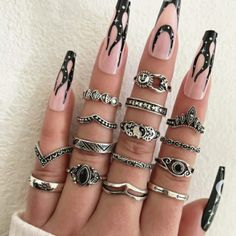 15 Pcs Yin & Yang Decor Ring, Antique Silver. Beautiful Style Rings For A Summer Vibe. Please Refer To All Pictures For Accurate Details About Sizes. Rage Outfits, Aesthetic Fashion Moodboard, Y2k Grunge Aesthetic, Tattoo Wedding, Eye Flower, Hippie Goth, Tattoo Wedding Rings, Glam Aesthetic, Trendy Office