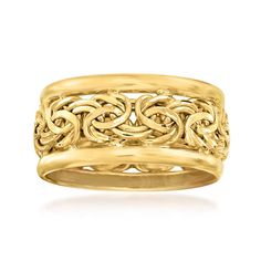 PRICES MAY VARY. GENUINE 10KT GOLD —10kt yellow gold Byzantine bordered ring. Handcrafted. Polished finish. 3/8 in. wide. 2.2 grams. Size 8. STRONG AND BEAUTIFUL — Crafted of durable precious metal that’s stronger than 14kt and 18kt gold, our sturdy, worry-free 10kt gold pieces are waterproof, sweatproof and won’t tarnish. REAL GOLD YOU LIVE IN — Canaria fine jewelry is the affordable luxury you’ve been looking for. Perfect for everyday wear, these 10kt gold wardrobe essentials are fashionable, Gold Wardrobe, Byzantine Ring, Byzantine Rings, Gold Border, Jewelry Essentials, Handcrafted Rings, Size 10 Rings, Yellow Gold Ring, Yellow Gold Rings