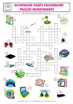 the crossword puzzle worksheet for computer parts