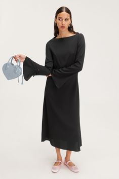 Boat Neck Long Sleeve Maxi Dress - Black - Monki Boat Neck Long Sleeve, Dress Crafts, Long Sleeve Maxi, Neck Line, Long Sleeve Maxi Dress, Black Maxi Dress, Boat Neck, Side Zip, Dress Outfits