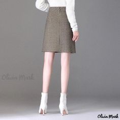 Olivia Mark - Winter High Waist Plaid Mini Skirt with Flared Hem Winter Workwear Mini Skirt, Winter Workwear Short Skirt, Casual Fall Office Skirt, Casual Office Skirt For Fall Season, Casual Office Skirt For Fall, Casual Mini Skirt For Office In Winter, Office Mini Skirt For Winter, High-waisted Winter Mini Skirt For Workwear, Winter Casual Pencil Mini Skirt