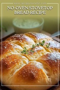 This No-Oven Stovetop Bread is a simple, quick, and delicious way to enjoy fresh bread without turning on the oven. Made with basic ingredients like flour, yeast, and warm milk, the bread is boiled before being cooked to a golden crisp on the stovetop. Perfect for when you want homemade bread in no time! No Bake Stove Top Bread, Quick Bake Bread, 30 Min Bread Recipes, Fast Yeast Bread, Skillet Bread No Yeast, No Oven Stove Top Bread Recipe, No Yeast Quick Bread, Bread On The Stove Top, No Oven Bread Recipes