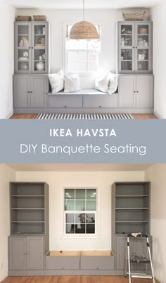 the before and after pictures of ikea havsta's diy banquet seating