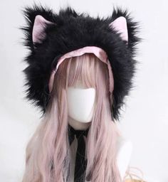 Cat Ears Hat #N3361 
  Size:Head circumference 56-58cm 
 Color:White,Black Ears Hat, Fluffy Comforter, Cat Ears Hat, Cat Ear Headband, Wooly Hats, Bunny Hat, Bunny Design, Bottle Jewelry, Adorable Bunny