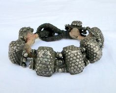 "Ethnic Tribal Old Silver Beads Bracelet From Rajasthan Northern India. Many Silver Units Beads Strung together on a Wide yarn base. Beautiful Collection piece in very Good Condition. Length-18.5 cm(7.28 \"),Width- 2.5 cm(0.98\"), Weight-100 Grams(3.52 ounces)." Traditional Silver Beaded Bracelets For Festivals, Traditional Black Beads For Bracelets, Traditional Hand-strung Bead Bracelets, Traditional Hand-strung Bead Bracelet, Traditional Large Beads Bracelets For Festival, Traditional Large Beads Bracelet For Festival, Traditional Large Beaded Bracelets For Festivals, Traditional Hand-strung Bracelet Jewelry, Traditional Bracelets With Polished Beads For Festivals