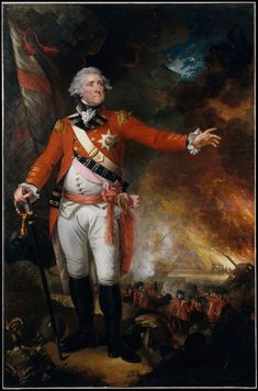 a painting of a man in an orange uniform with his arms out and hands outstretched