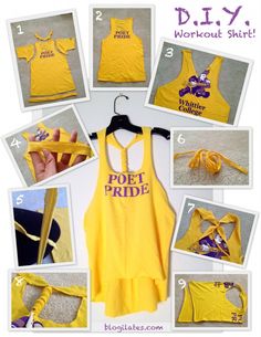 the instructions for how to make a diy t - shirt that is yellow and purple