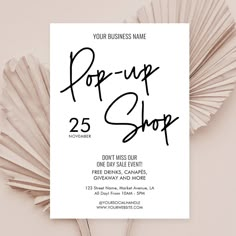 a flyer for a pop up shop with paper fans