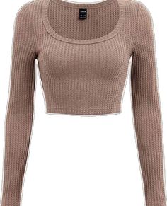 Beige Seamless Crop Top, Trendy Beige Ribbed Top, Trendy Ribbed Beige Top, Fitted Knit Tops For Loungewear, Seamless Tops For Fall, Fall Loungewear Tops With Scoop Neck, Fall Scoop Neck Top For Loungewear, Fall Season Scoop Neck Top For Loungewear, Trendy Seamless Winter Tops