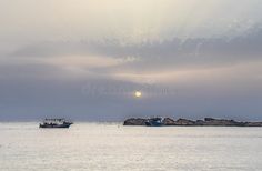 Fishing Adventures: Fisher in Small Boat at Sea in Tunisia, North Africa royalty free stock photography Fishing Adventure, Small Boats, North Africa, Tunisia, Fishing