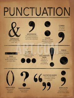 an old poster with different types of punctuation